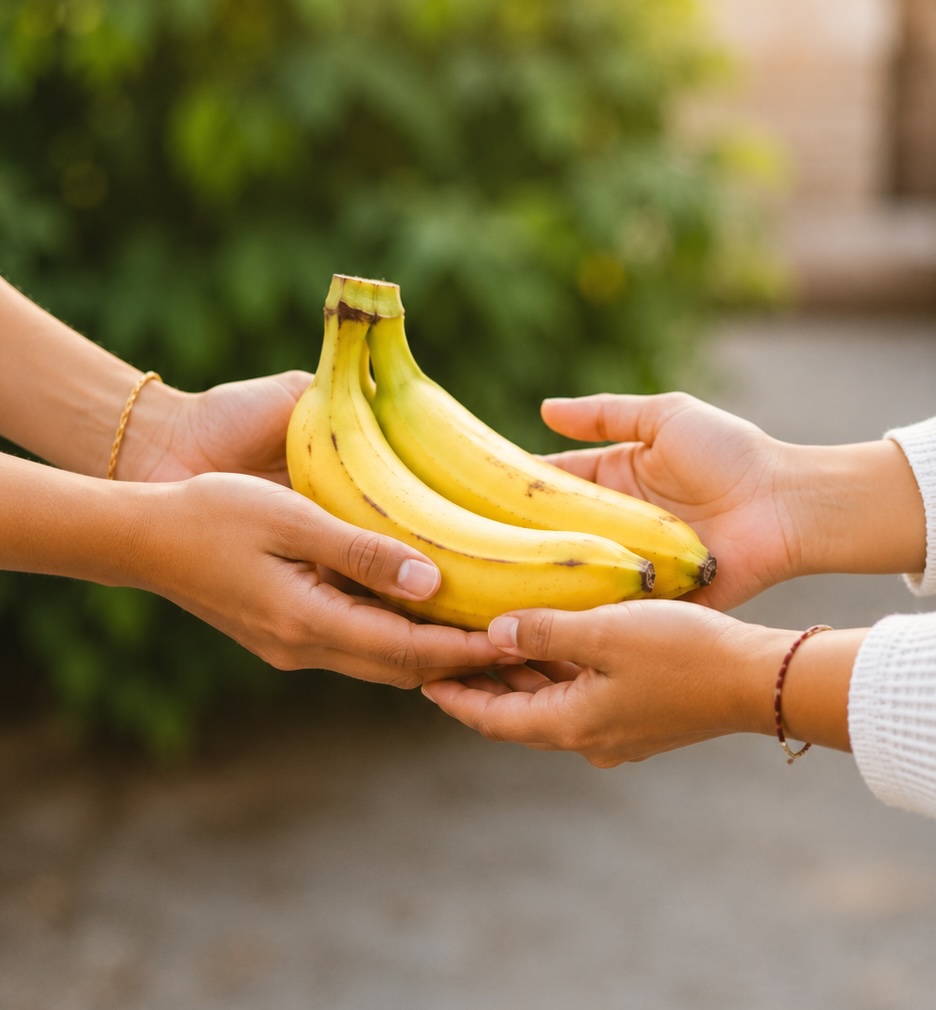 Exchanging bananas between neighbors