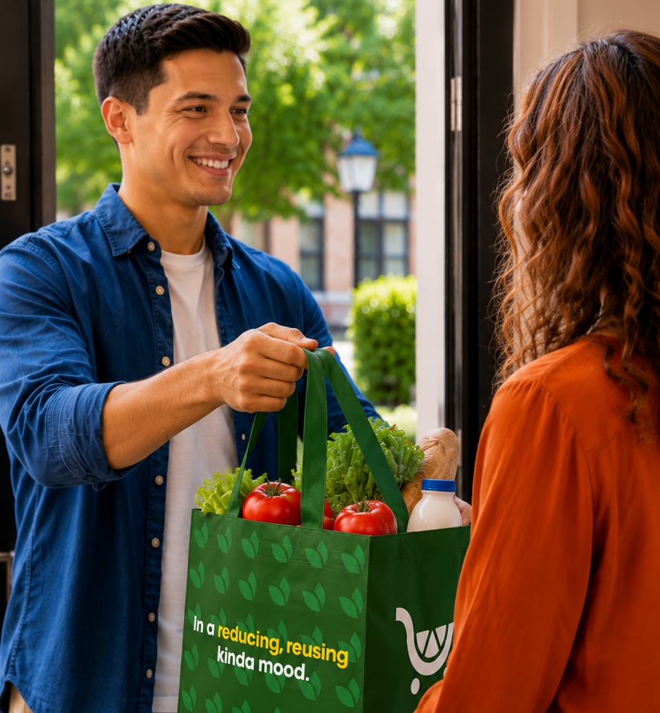 Jason delivering groceries to Alexa